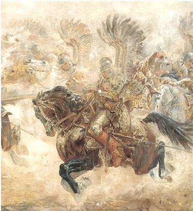 Polish winged hussars charging at the battle of Vienna 1683